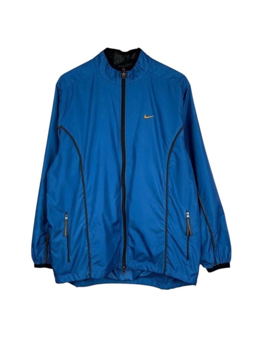 Vintage Nike 90s Full Zip Running Jacket Women's Large Blue Reflective 1990s